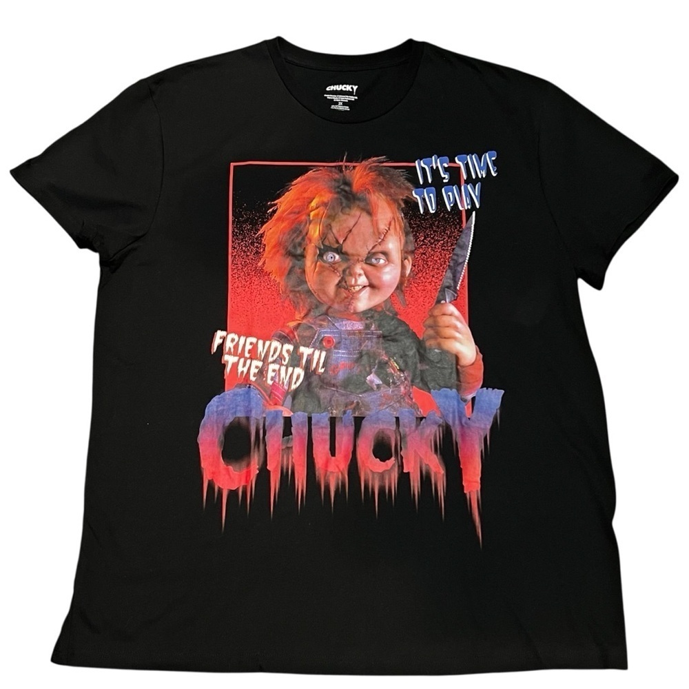 Chucky It’s Time To Play Graphic T-Shirt Halloween Spooky Horror 2XL Licensed